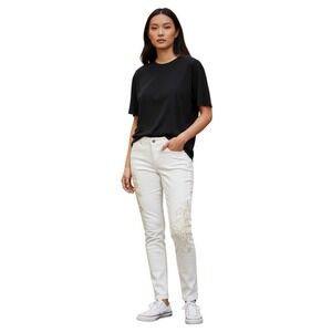 White House Black Market The Skinny Ankle Jeans Women Size 4 Embroidered Floral